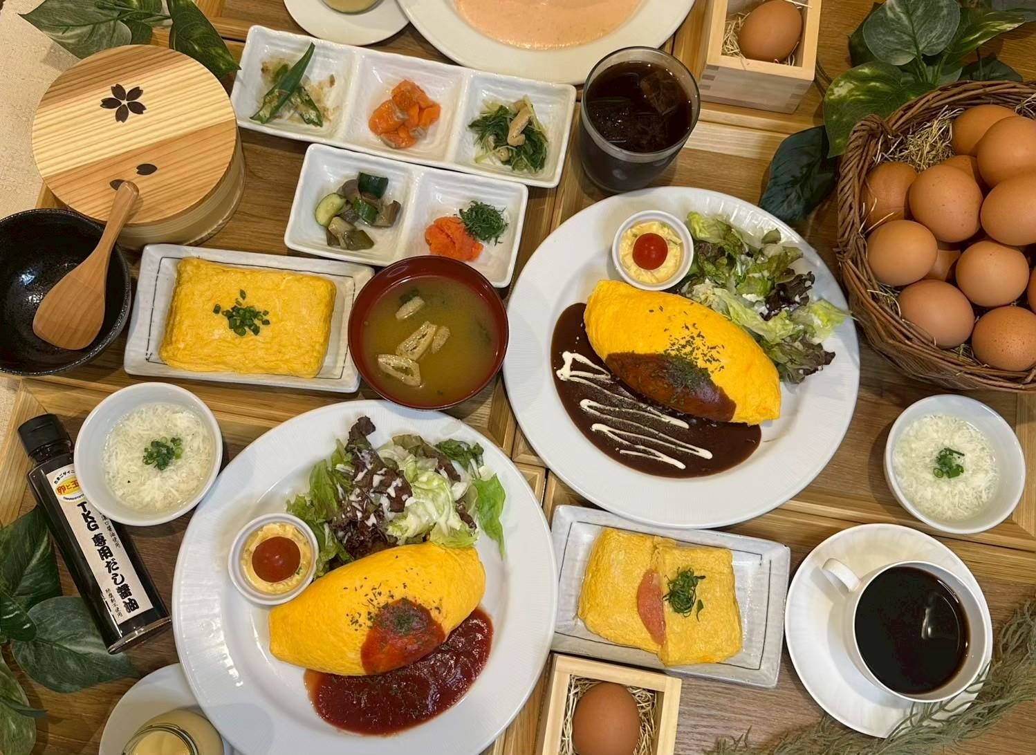 卵と玉子の料理いろいろ。オムライス、だし巻き、卵かけご飯